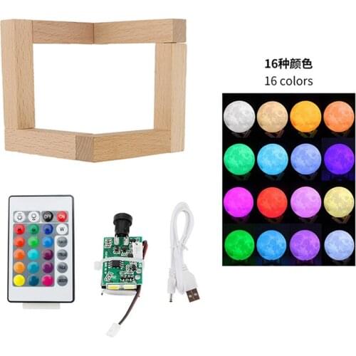 Exquisite DIY Creative Moon Light Board+ Wooden Bracket Kit for Dual/RGB16 Colors Personalized Bedside Lamp