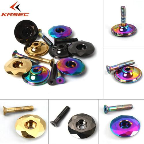 KRSEC Bike Headset Screws Top Cap Cover Aluminum Alloy 1-1/8" Mountain Road Bicycles Bowl Cover + Screw Cycling Accessor Set
