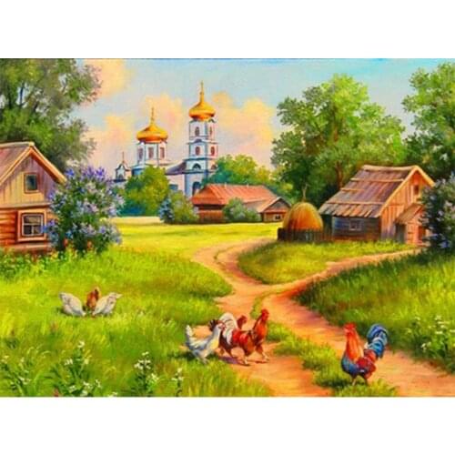 LI LOYE DIY Diamond Painting Small village corner art Decoration Rhinestone Wall Sticker Diamond Embroidery Diamond Mosaic RT869