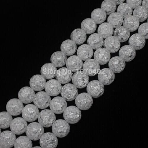 Mini. order is $7! 12mm Crackle Rock Crystal Quartz Round Loose Beads 15