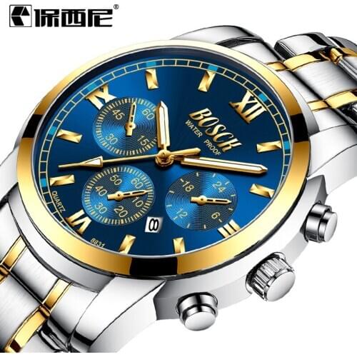 Bosck Mens Black Casual Quartz Watch Stainless Dial Luminous Waterproof Sport Calendar watch Luxury Watches Relogio Masculino