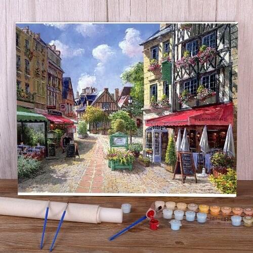 Christmas Village Coloring By Numbers Painting Complete Kit Acrylic Paints 50*70 Paiting By Numbers Paintings For Art