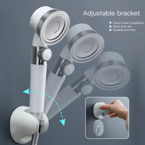 Pressurized Shower Head 3-Function High Pressure Water Saving Perforated Free Bracket Hose Adjustable Bathroom Accessories Set