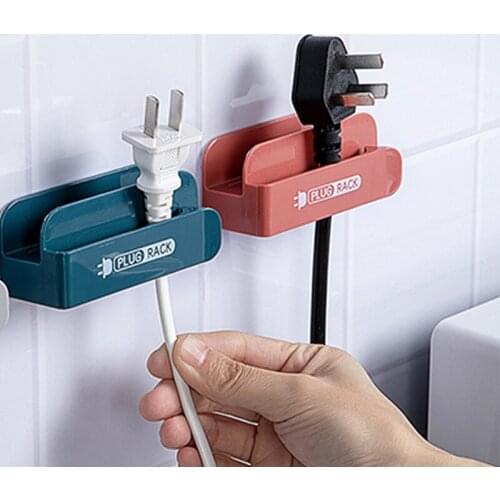 Wall-mounted Windable Power Plug Socket Holder Hanger Multi-function Home Office Phone Charging Rack Plug Line Storage Rack