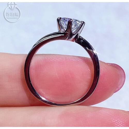 Wholesale Size 5-6.5mm 0.5-1CT Real Moissanite Ring D-F color VVS high quality 925 Silver Gemstones Diamond rings for Women