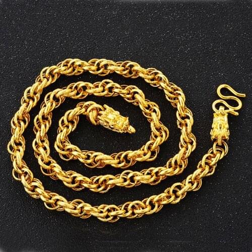 Gold-plated Twist Faucet Necklace Mens Domineering Simulation Gold New Vietnamese Sand Gold Necklace Men and Women Wholesale