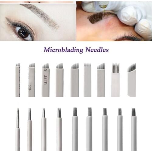 Tattoo Supplies Microblading Blade/Round Needles Disposable Tattoo Needle for Permanent Makeup 3D Embroidery Eyebrow Lip Tools