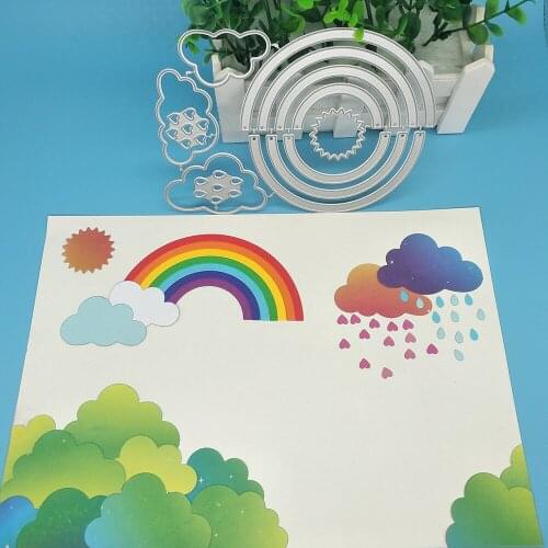 Rainbow clouds, sunshine, raindrops, metal cutting molds, scrapbooking, photo album decoration, DIY handmade art
