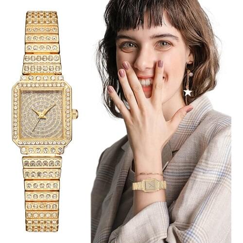 Luxury 2021 Women Gold Watch Fashion Ladies Gypsophila Quartz Diamond Wristwatch Elegant Female Bracelet Watches Set Reloj Mujer