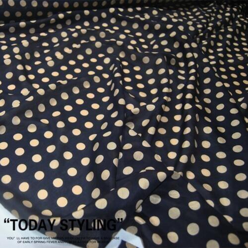 LEO&LIN Dark Blue Dotted Polka Dot Dotted Large Wide Silk Cotton Silk Clothing Cloth Fabric DIY Textile Tissue
