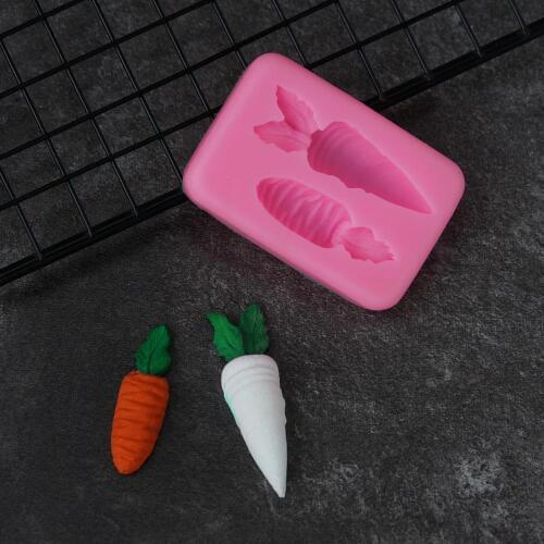 Carrot 3D Silicone Mold Vegetable Turnip Radish Cute Fondant Cake Decorating DIY Sugar Craft Art Tools Small Size