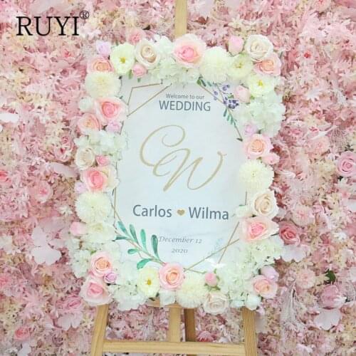Wedding Welcome Flower Row artificial Floral Stage Event Hotel Sign Guide Decorations Photography Props Home DIY Fake Wreath