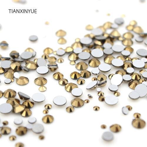 TIANXINYUE ss3-16 Mix Sizes 1330pcs Aurum Crystal nail Rhinestones Non Hotfix FlatBack glue on Fabric rhinestone