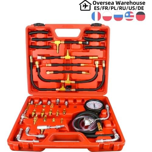 TU-443 Universal Car Fuel Diesel Pressure Tester Gasline Injector Pump Pressure Gauge Kit Fuel Pressure Tester 0-140PSI