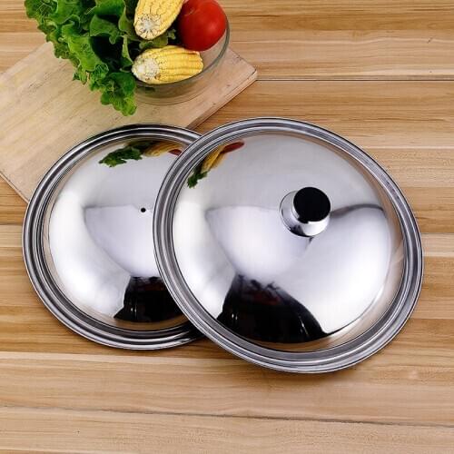 Thickened stainless steel frying pan cover soup pot lid household round anti overflow thickening pot lid kitchen cookware