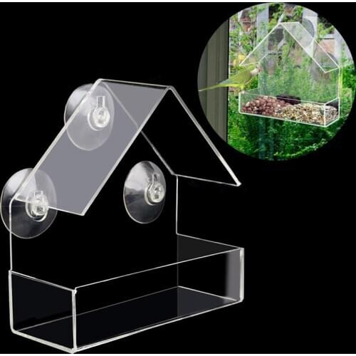 Clear House Window Bird Feeder Birdhouse With Suction Outdoor Garden Feeding New apr26_26