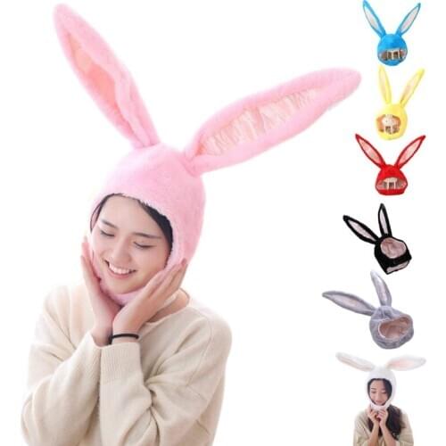 Funny Plush Bunny Ears Hood Hat Rabbit Eastern Cosplay Costume Headwear Props