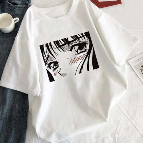Tearful girl T-shirt aesthetic Korean style white female T-shirt graphics Harajuku tee black manga anime T-shirt women clothes