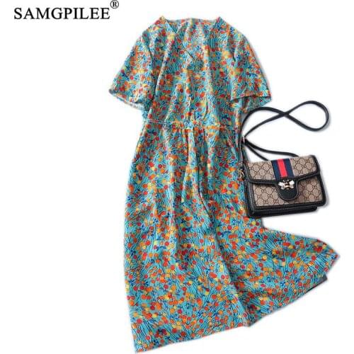 Vestidos Verano 2020 Mujer Dress Women Summer Casual A-line Print Short Sleeve Plus Size Women Dresses V-neck Dress For Women