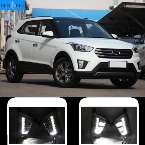 1 set Car LED Driving DRL Daytime Running Lights Daylight 12V ABS Fog Lamp Cover For Hyundai IX25 Creta 2014 2015 2016