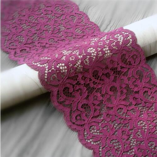 1 Meter Elastic Lace Trims Embroidery Stretch Burgundy Lace Fabric Sewing Appliques Wedding Dress 17cm