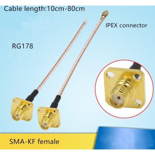 1pcs IPEX to SMA-KF outer thread inner hole RF coaxial cable SMA-KF extension cable 4 hole RG178 cable length 10cm-80cm