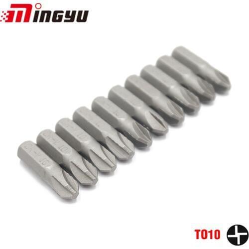 10Pcs 1/4" 25mm Torq TO6 TO8 TO10 Screwdriver Bit Set Repair Tools Screwdrivers Kit Hex Shank Bits For Household Hand Tool