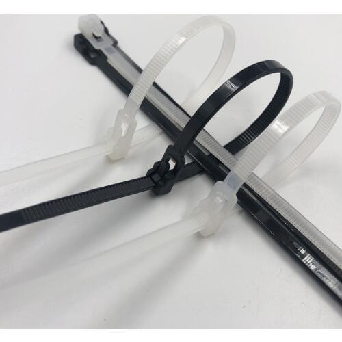 100pcs 5x150 5*150 width 4.8mm White BLack color may loose nylon cable ties slipknot tie Releasing number reusable packaging
