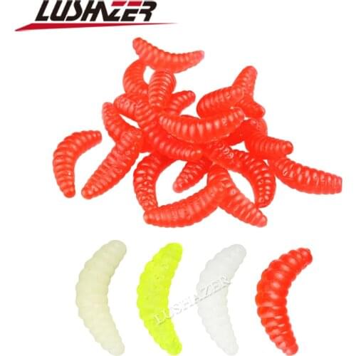 100PCS/lot LUSHAZER maggot fishing soft lures bait 0.4g 2cm silicone bait carpfishing leurre peche swimbait Worms Grub fish lure