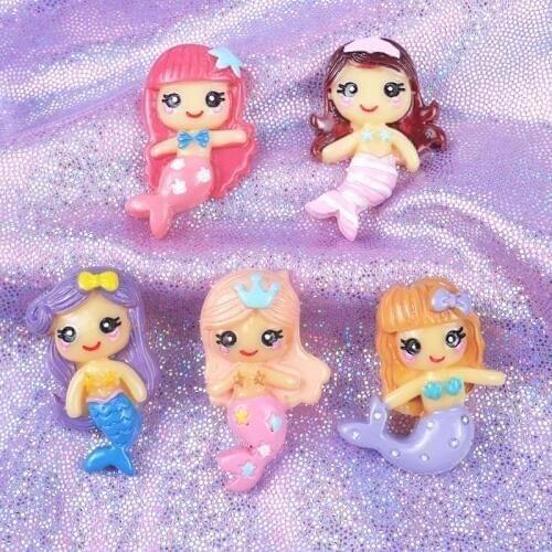 100pcs/lot Resin Mermaid Tail Cabochon Embellishment Flatback For Resin Scrapbooking Craft DIY Decorative Favor