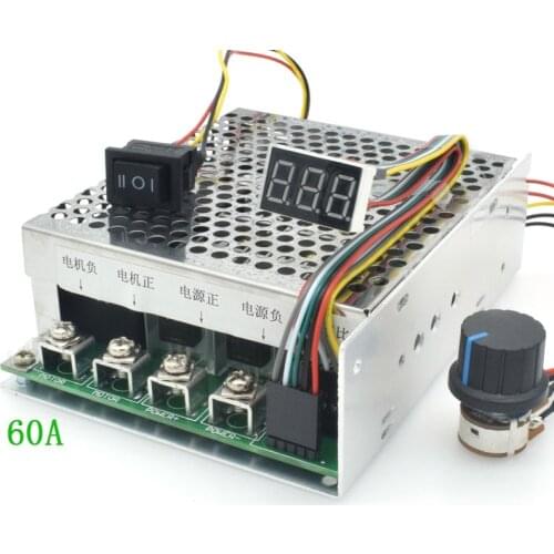 12V 24V 36V 55V 100A 15KHZ DC Brush Motor Two-way Speed Controller with Switch Potentiometer 270 Degrees, 0-100% Adjustable