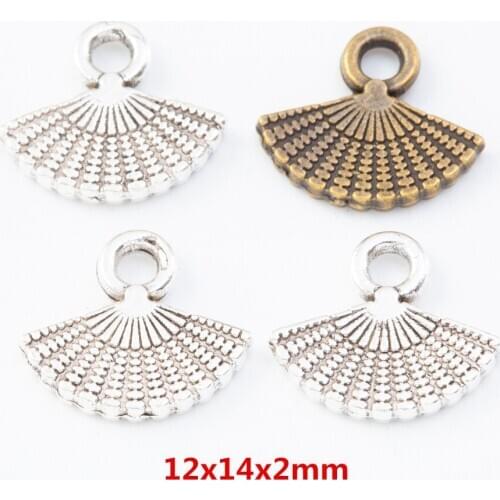 70 pieces of retro metal zinc alloy fan pendant for DIY handmade jewelry necklace making 7722
