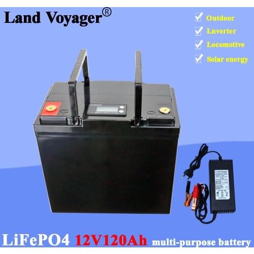 Land Voyager 12.8v 120AH LCD lifepo4 battery100A BMS 12V 120Ah battery for go cart UPS Household appliances Inverter 14.6V 10A
