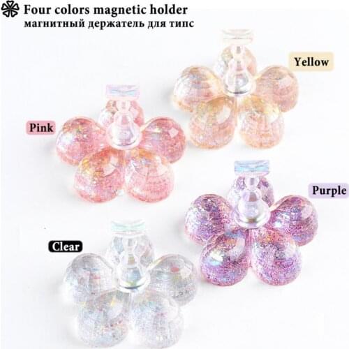 False Nail Holder Flower Shape Display Nails Acrylic Manicure Training Practice Stand for Female Smooth Glitter False Nail Holde