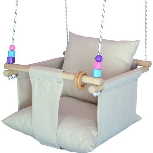 Berra Life Baby Swing Ceiling Hanging Baby Hammock Home Type Swing Solid Cream