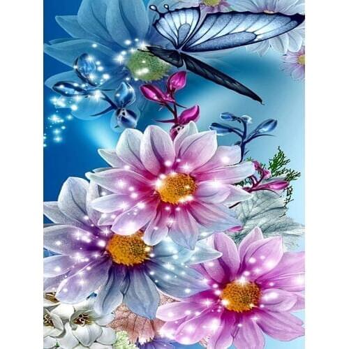 Diy full round diamond embroidery peony&butterfly diamond painting Cross Stitch full square drill Rhinestone mosaic decoration