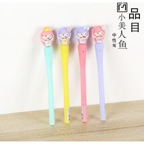 48 pcs Gel Pens Cartoon Kawaii Mermaid black colored gel-inkpens for writing Cute stationery office school supplies