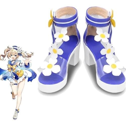 Genshin Impact Barbara Swimsuit Cosplay Shoes Summertime Sparkle Barbara Cosplay Shoes Women Swimwear High Heel Shoes