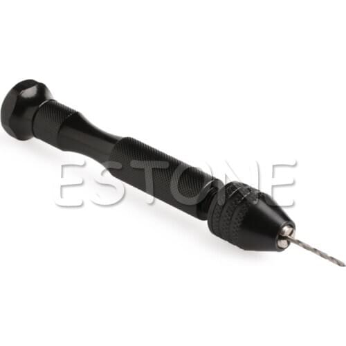 Hot Micro Aluminum Hand Drill Keyless Chuck + 10pcs Twist Drills Rotary Tools New 2017