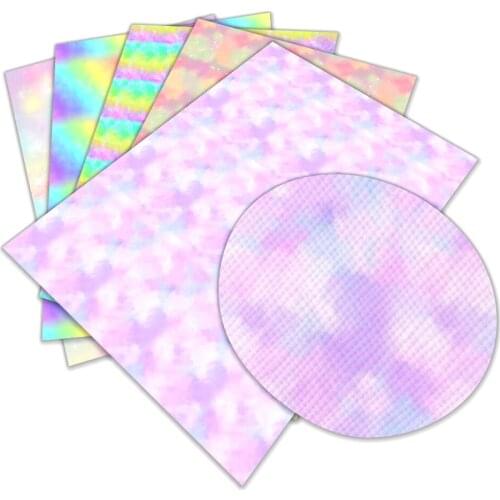 Colorful Rainbow Printed Synthetic Leather For Bow-Knot Bags Wallet Phone Case Scrapbook 30X136CM