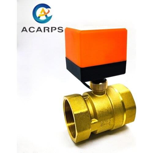 2" Brass Electric Ball Valve Three-Wire Two-Way Air Conditioning Floor Heating Water Tower Switch Valve 220V 24V 12V