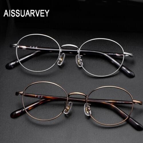 Small Round Designer Optical Eyeglasses Frames Men Glasses Frame Women Retro Vintage Prescription Metal Frame Acetate Temple New