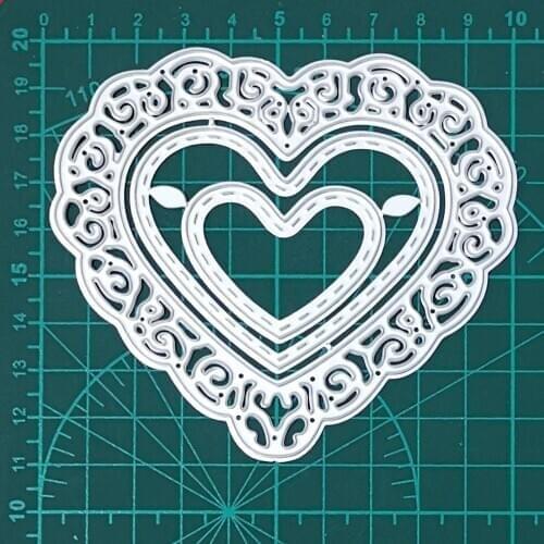 Etched Heart Shape Metal Cutting Dies Embossing Stencils for DIY Scrapbooking Photo Album Decorative diy Paper Cards Making Die