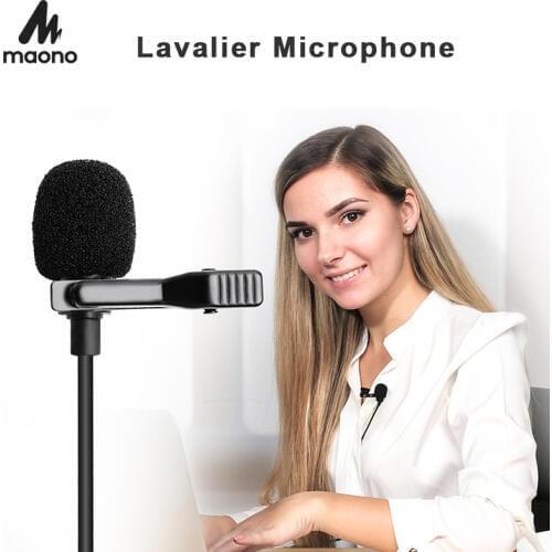 MAONO Lavalier Microphone Mini Portable Microphone Condenser Clip-on Lapel Mic Wired Collar Mikrofo/Microfon for Phone Laptop