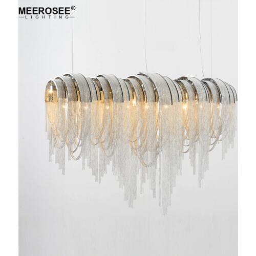 New Arrival Long Aluminum Chain Chandelier Lighting Aluminum kroonluchter Vintage Hanging Lamp Lustre for Hotel Home MD83101