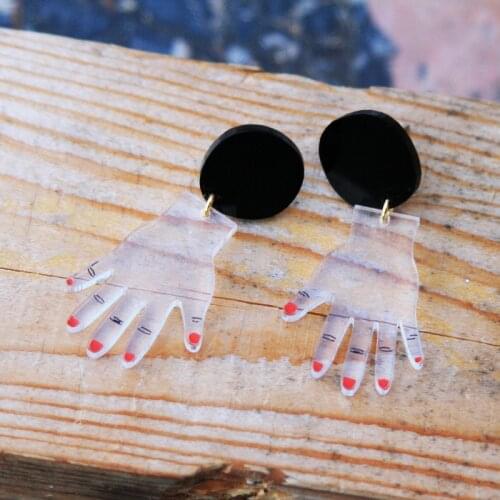 Originality White/Clear Small Palm Drop Earrings For Women Fashion Acrylic Earrings Eardrop E18180