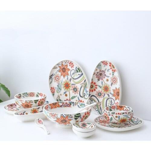 Japanese Salad Tray Art Irregular Plate Household Ceramic Tableware Sushi Plate Rice Bowl Western Food Plate Soup Bowlrice Bowl