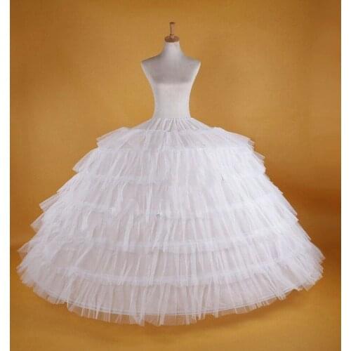 Fitted WHITE Super Big 6-HOOP WEDDING BRIDAL PROM PETTICOAT UNDERSKIRT CRINOLINE