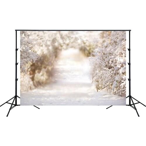 Christmas Backdrop Froze Tree Noel Party Photography Backdrop Winter Path Rustic Rural Background Family Kids Photo Studio Prop