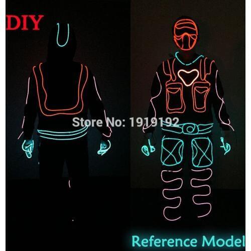 DIY Movie LED Costume Party decorative light up Flashing EL wire Clothes Parts for Festival Night Party Dance Wedding decoration